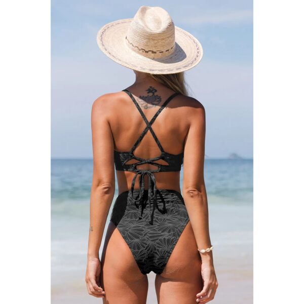 Scalloped high waist Bikini set in Black