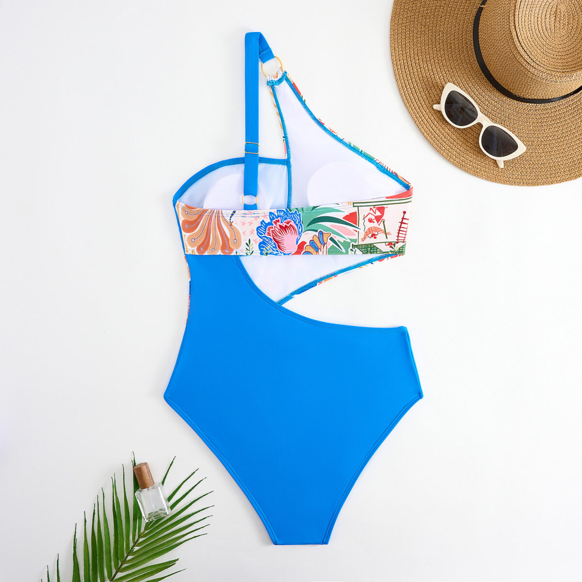 Multicolor One Piece Swimsuit with coverup