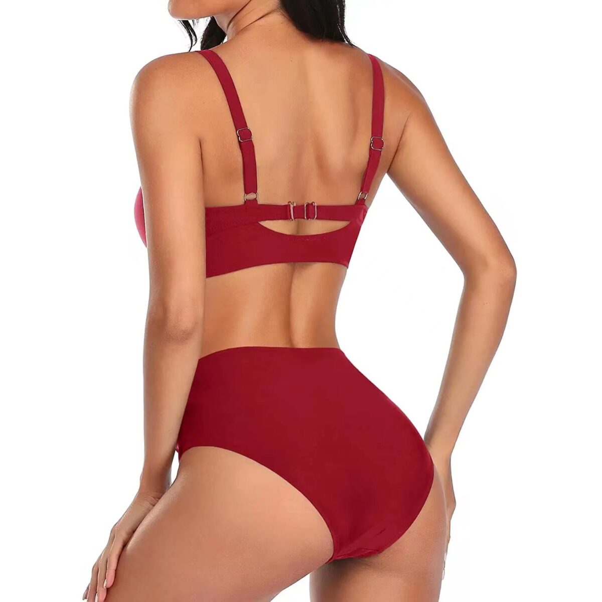 Red High Waist Bikini Set