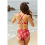 RちゃんRiu Peach polka dots swimwear ビキニ Red Polka Dot High Waist Bikini Set - Swimwear India