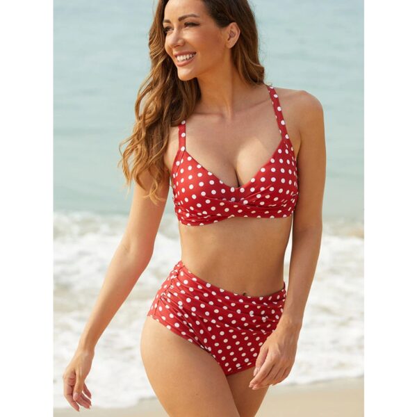 Red Polka Dot High Waist Bikini