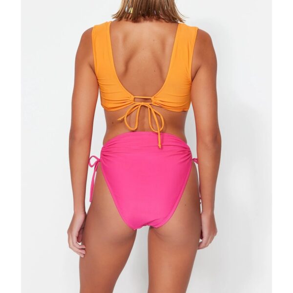 Fuchsia Cutout High Waist Bikini Set