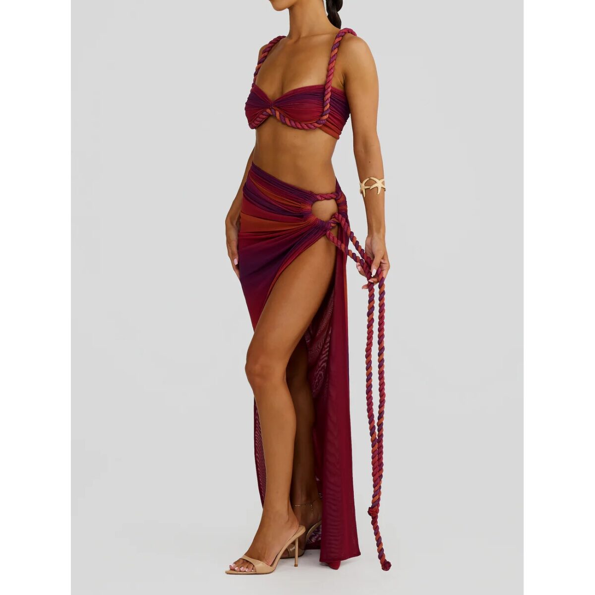 beach party dress Red Ombre coord set