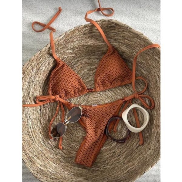 Caramel Halter Tie knot Bikini Set
