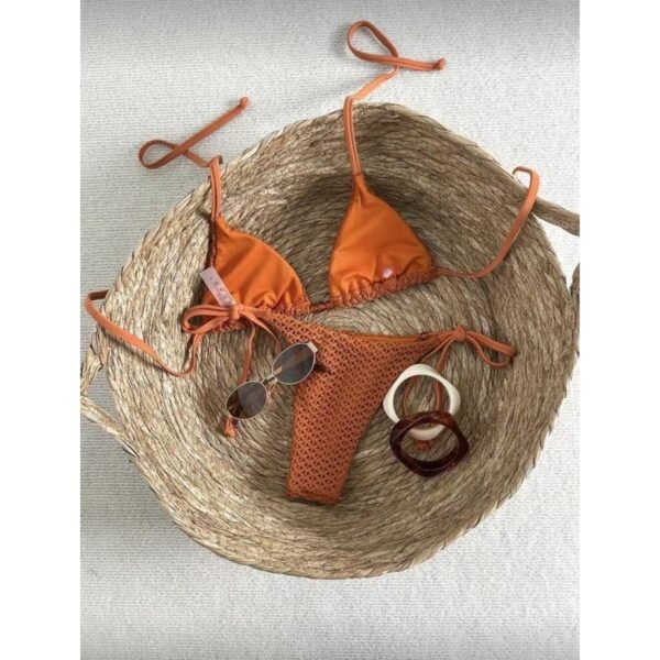 Caramel Halter Tie knot Bikini Set