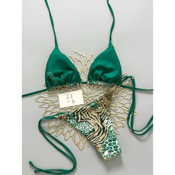 leopard print tie knot bikini set