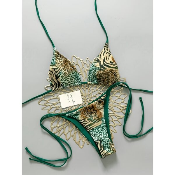 leopard print tie knot bikini set